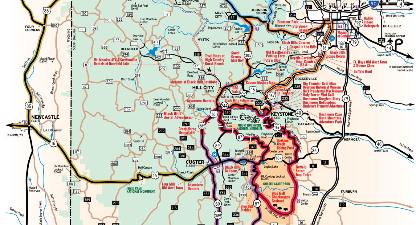 Black Hills Attractions Map