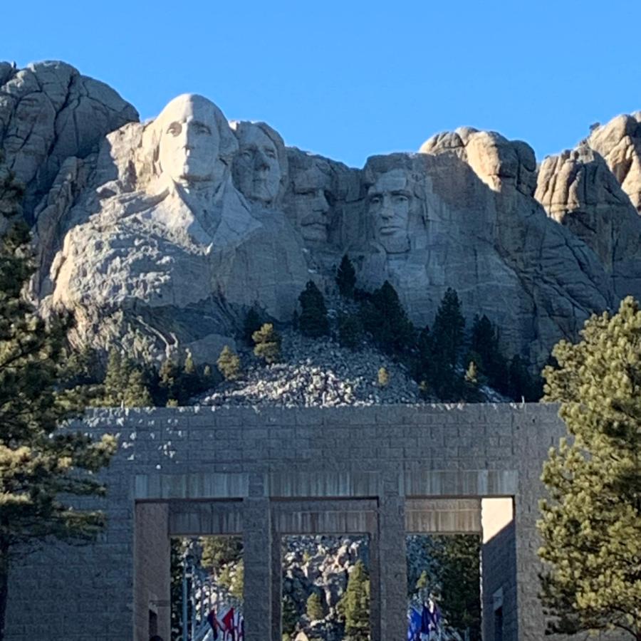 More Rushmore with the afternoon sun lighting up George Washington so bright 